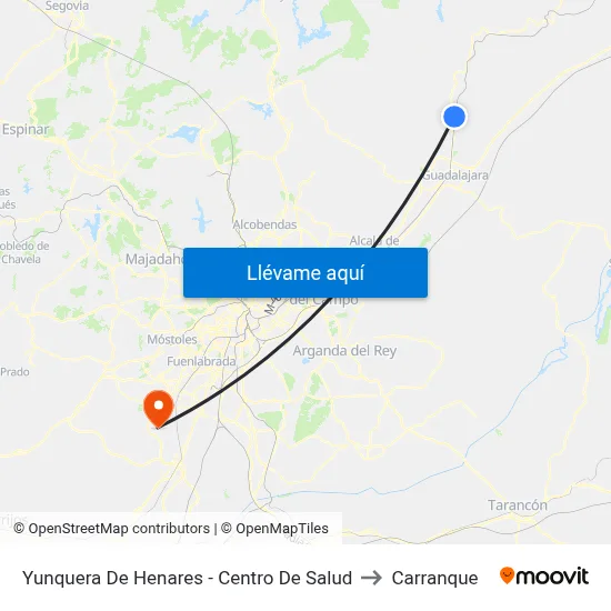 Yunquera De Henares - Avda. Islas Filipinas (Centro De Salud) to Carranque map