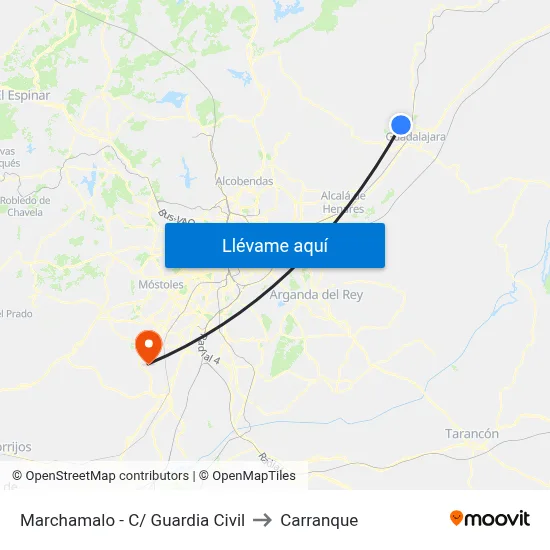 Marchamalo - C/ Guardia Civil to Carranque map