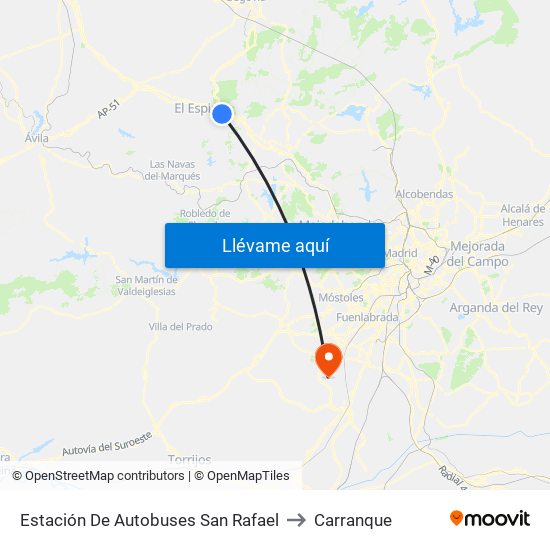 Estación De Autobuses San Rafael to Carranque map