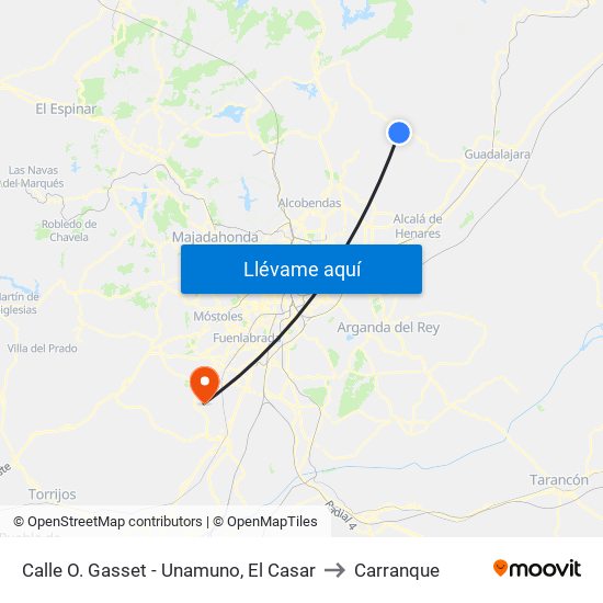 Calle O. Gasset - Unamuno, El Casar to Carranque map