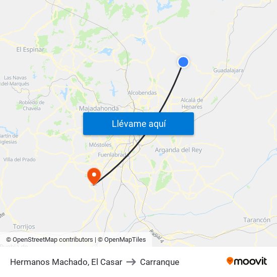 Hermanos Machado, El Casar to Carranque map