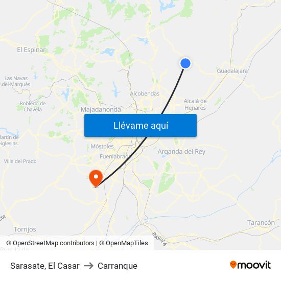 Sarasate, El Casar to Carranque map