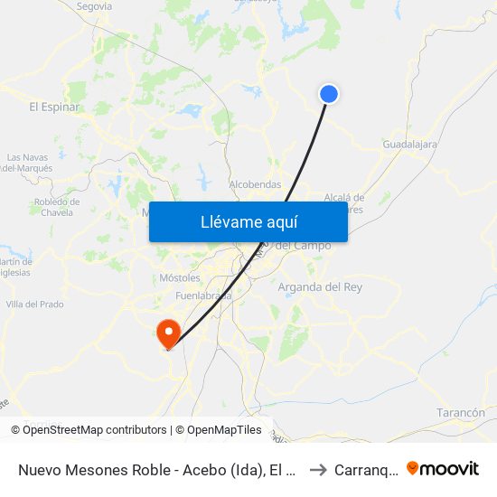 Nuevo Mesones Roble - Acebo (Ida), El Casar to Carranque map