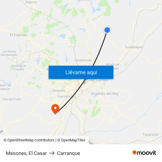 Mesones, El Casar to Carranque map