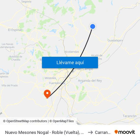 Nuevo Mesones Nogal - Roble (Vuelta), El Casar to Carranque map