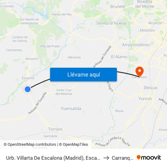 Urb. Villarta De Escalona (Madrid), Escalona to Carranque map