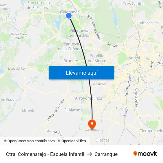 Ctra. Colmenarejo - Escuela Infantil to Carranque map