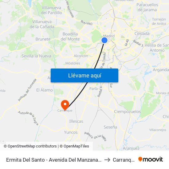 Ermita Del Santo - Avenida Del Manzanares to Carranque map