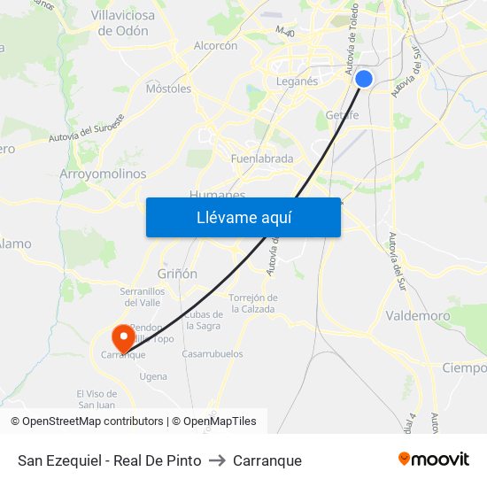 San Ezequiel - Real De Pinto to Carranque map