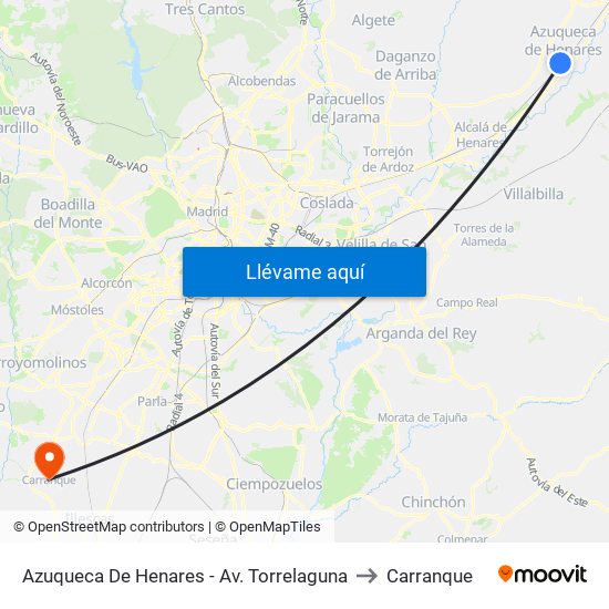 Avda. Torrelaguna, Azuqueca De Henares to Carranque map