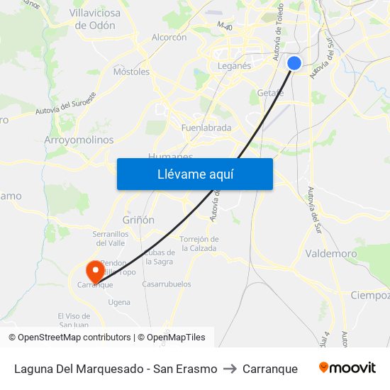 Laguna Del Marquesado - San Erasmo to Carranque map