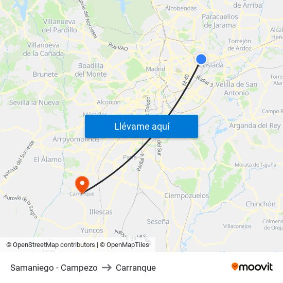 Samaniego - Campezo to Carranque map