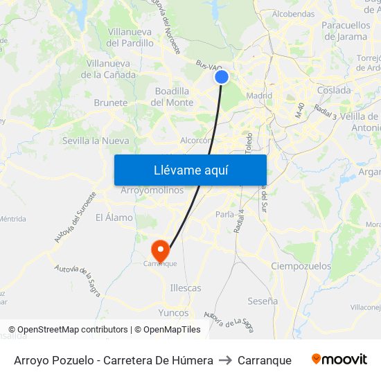 Arroyo Pozuelo - Carretera De Húmera to Carranque map