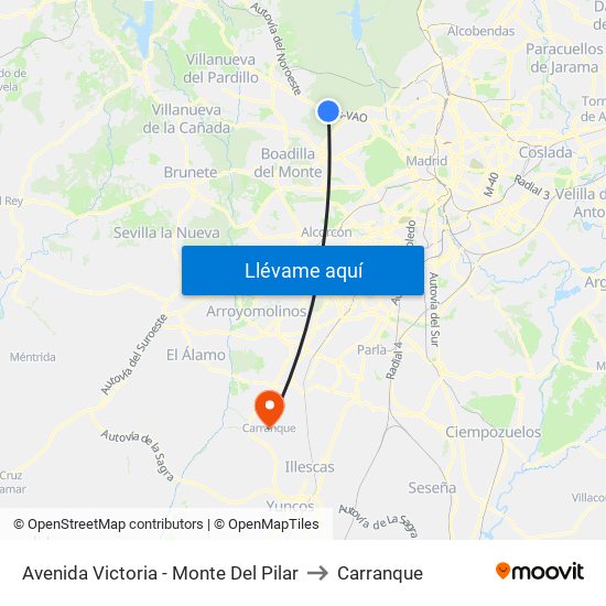 Avenida Victoria - Monte Del Pilar to Carranque map