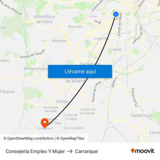 Consejería Empleo Y Mujer to Carranque map