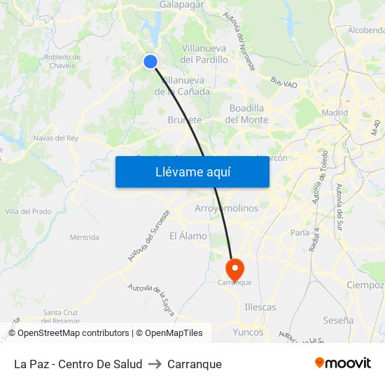 La Paz - Centro De Salud to Carranque map