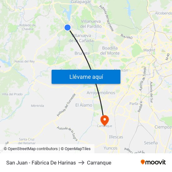 San Juan - Fábrica De Harinas to Carranque map