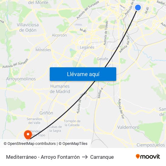 Mediterráneo - Arroyo Fontarrón to Carranque map