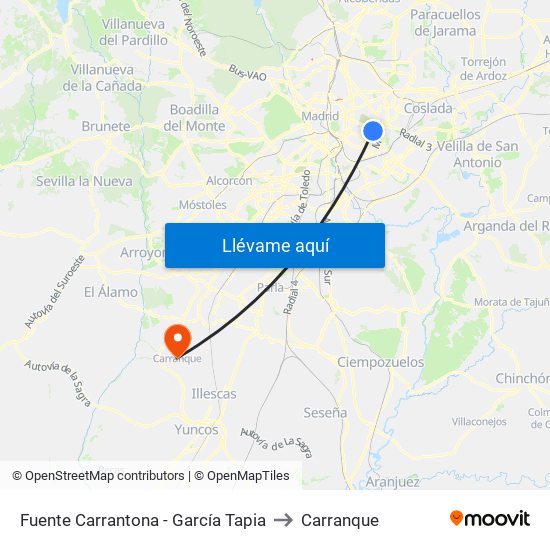 Fuente Carrantona - García Tapia to Carranque map