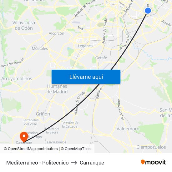 Mediterráneo - Politécnico to Carranque map