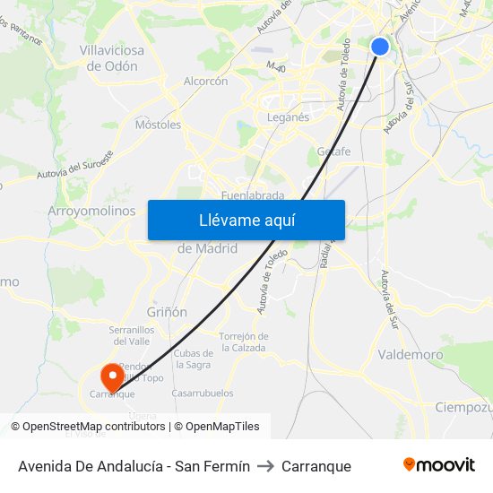 Avenida De Andalucía - San Fermín to Carranque map