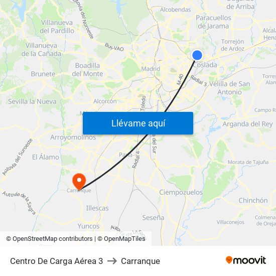 Centro De Carga Aérea 3 to Carranque map
