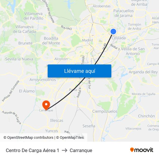 Centro De Carga Aérea 1 to Carranque map