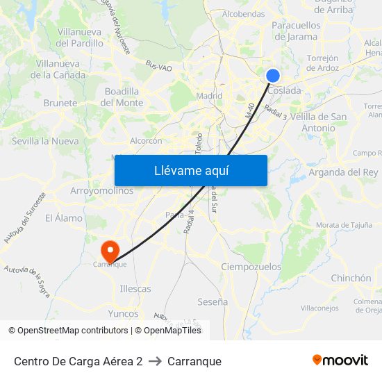 Centro De Carga Aérea 2 to Carranque map