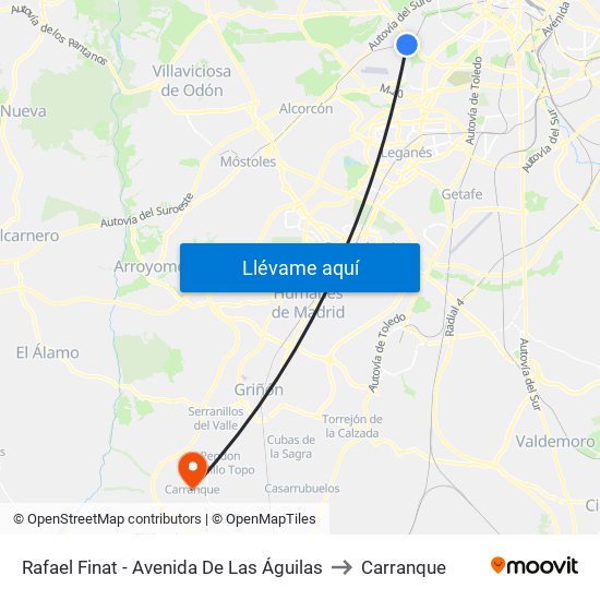 Rafael Finat - Avenida De Las Águilas to Carranque map