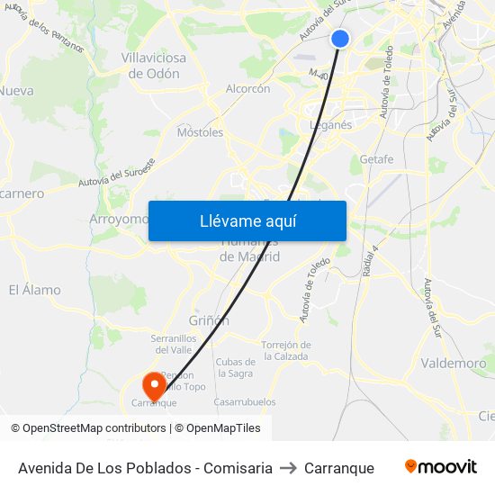 Avenida De Los Poblados - Comisaria to Carranque map