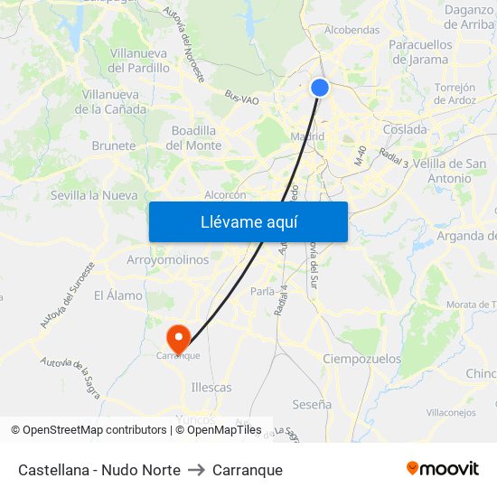 Castellana - Nudo Norte to Carranque map