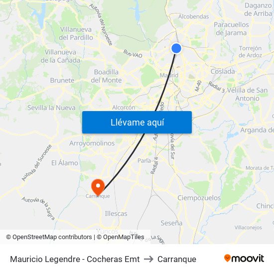 Mauricio Legendre - Cocheras Emt to Carranque map