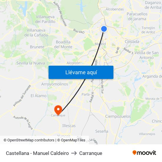 Castellana - Manuel Caldeiro to Carranque map