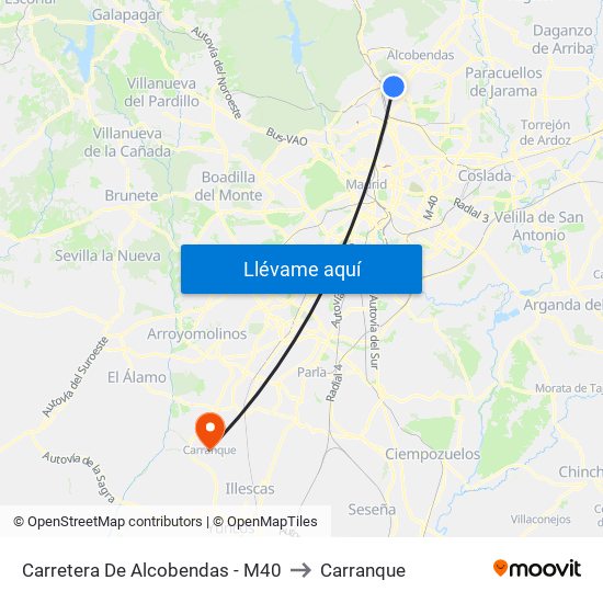 Carretera De Alcobendas - M40 to Carranque map