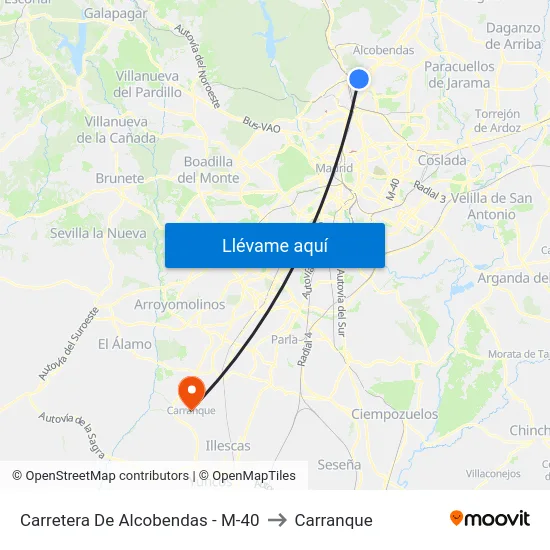 Carretera De Alcobendas - M-40 to Carranque map