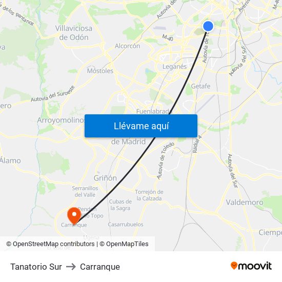 Tanatorio Sur to Carranque map