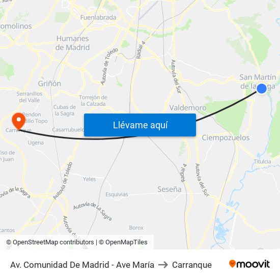 Av. Comunidad De Madrid - Ave María to Carranque map