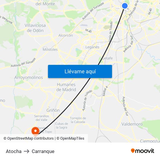 Atocha to Carranque map