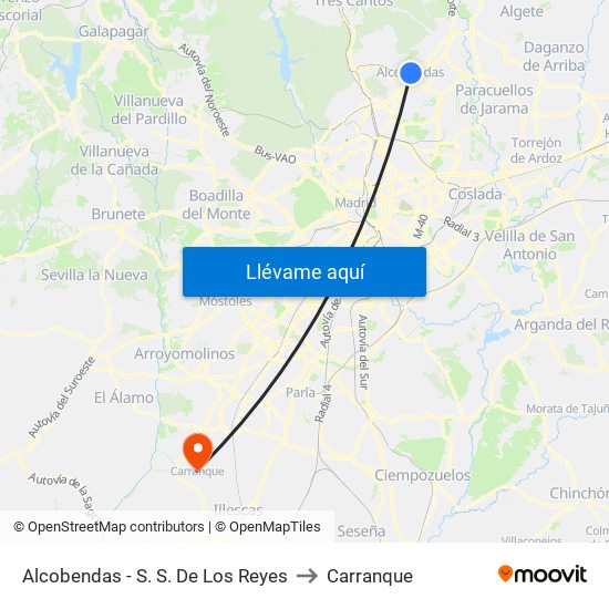 Alcobendas - S. S. De Los Reyes to Carranque map