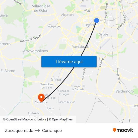 Zarzaquemada to Carranque map