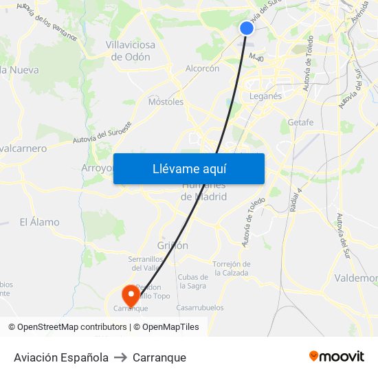 Aviación Española to Carranque map