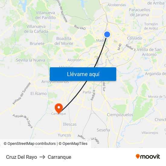 Cruz Del Rayo to Carranque map