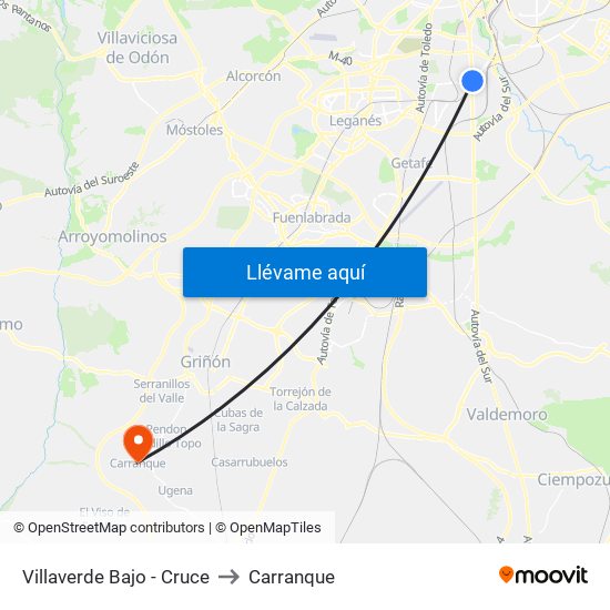 Villaverde Bajo - Cruce to Carranque map
