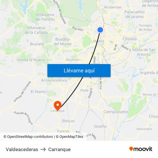 Valdeacederas to Carranque map