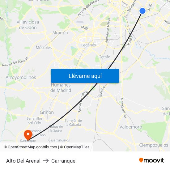 Alto Del Arenal to Carranque map