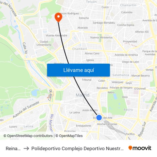 Reina Sofía to Polideportivo Complejo Deportivo Nuestra Señora De La Almudena map