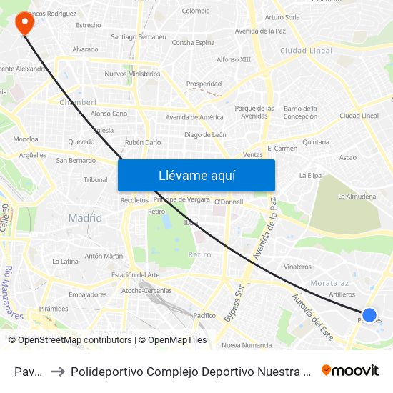 Pavones to Polideportivo Complejo Deportivo Nuestra Señora De La Almudena map