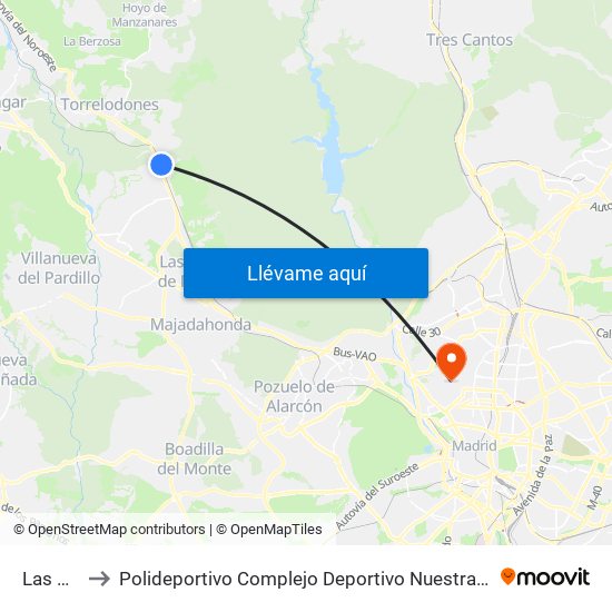 Las Matas to Polideportivo Complejo Deportivo Nuestra Señora De La Almudena map