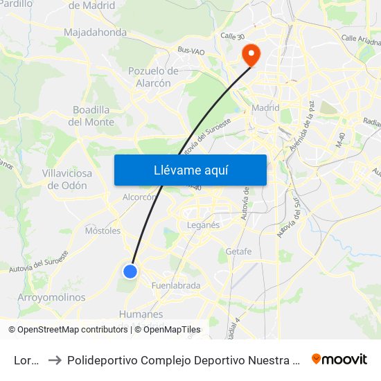 Loranca to Polideportivo Complejo Deportivo Nuestra Señora De La Almudena map