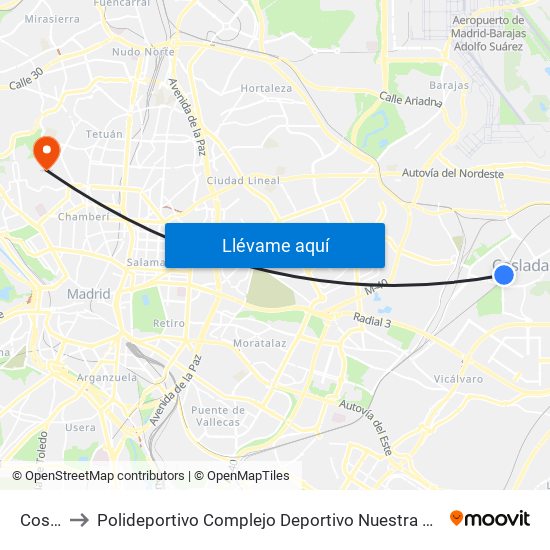 Coslada to Polideportivo Complejo Deportivo Nuestra Señora De La Almudena map